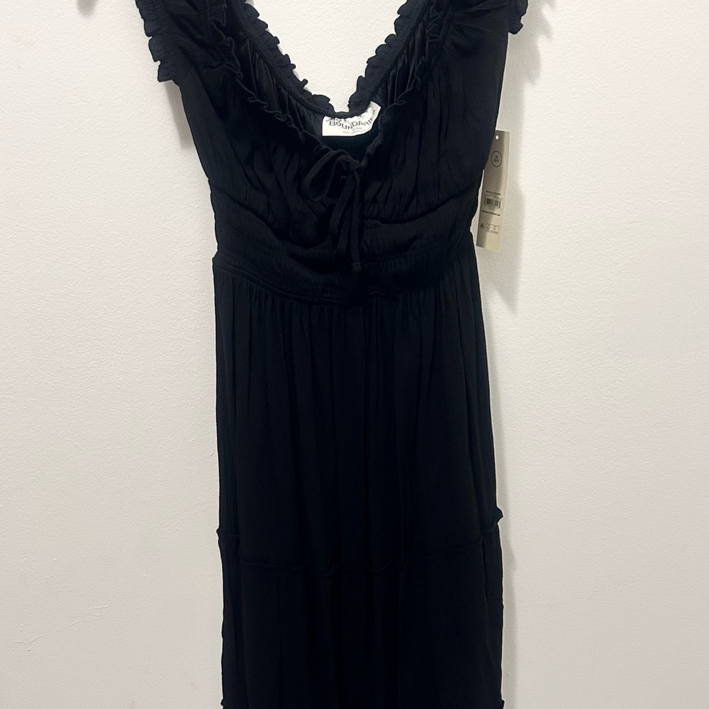 No Boundaries Black Midi Dress M Ruffle Tiered Casual Chic - Picture 3 of 6